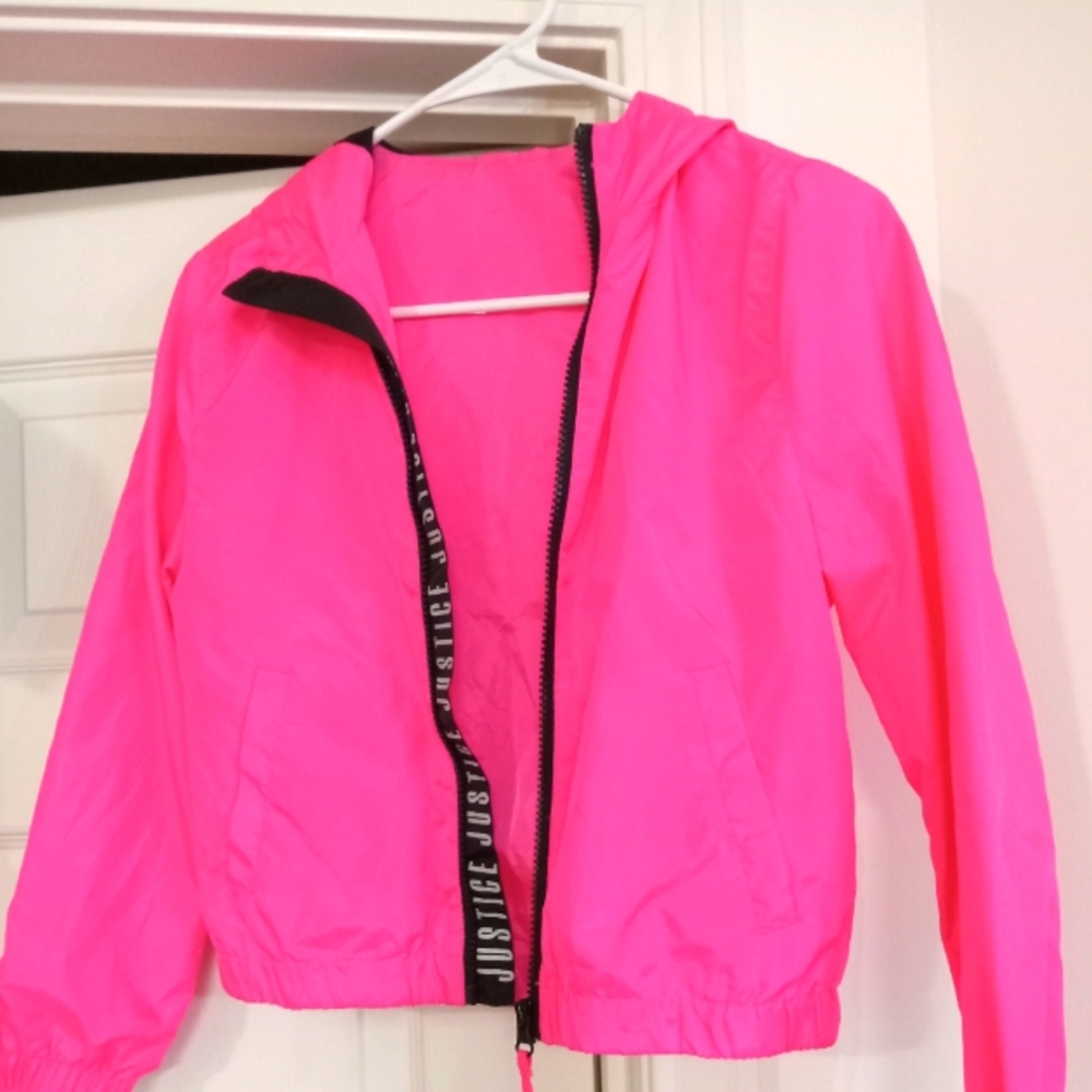 girls black & pink justice windbreaker